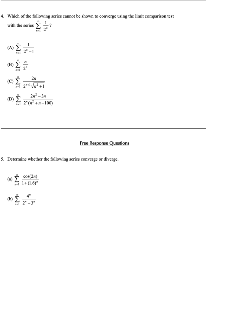 The Comparison Test in Infinite Sequences and Series